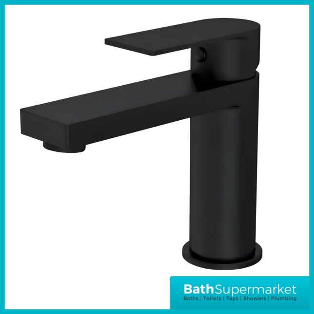 Nuie Canada Matt Black Mono Basin Mixer Tap With Push Button Waste