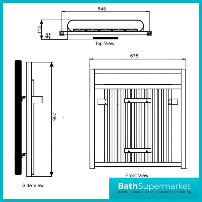 Reina Newbury Aluminium Radiator Towel Rail 705mm H x 675mm W – White/Chrome - Image 4