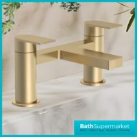 Nuie Canada Brushed Brass Deck Mounted Twin Lever Bath Filler Tap