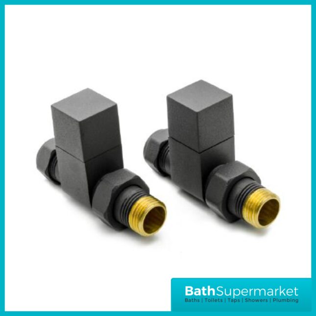 Reina Loge Straight Radiator Valves Pair Anthracite