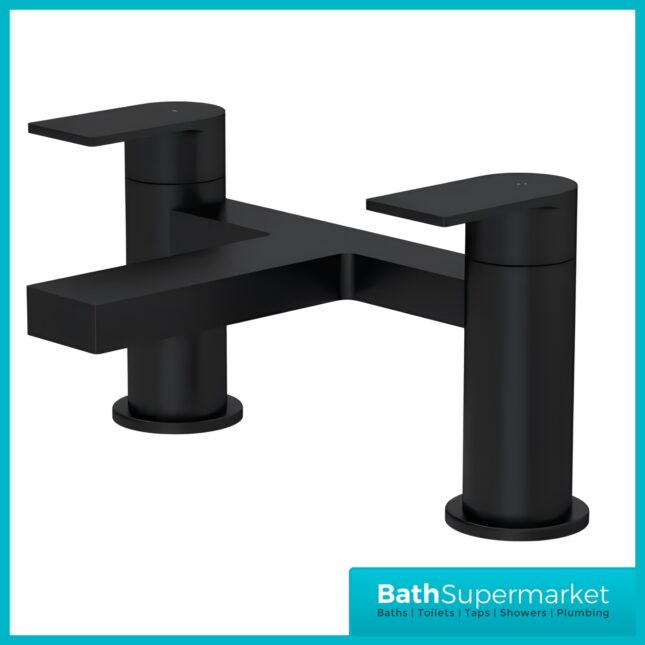 Nuie Canada Matt Black Deck Mounted Twin Lever Bath Filler Tap