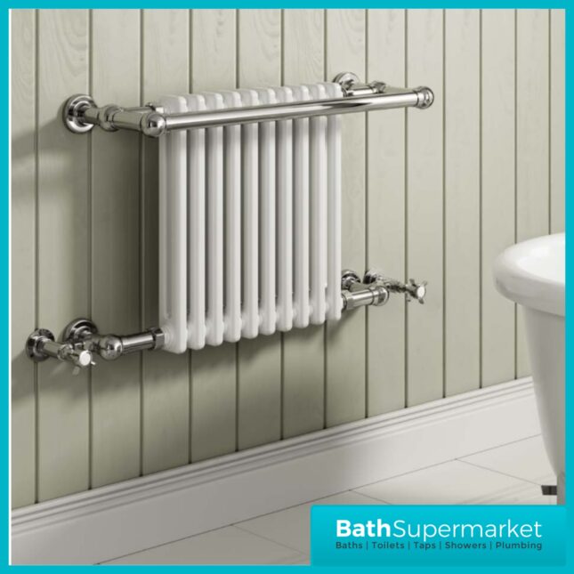 Reina Bronte Traditional Angled Radiator Towel Rail Valves - Chrome