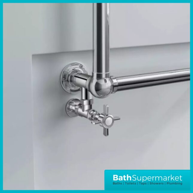 Reina Bronte Traditional Angled Radiator Towel Rail Valves – Chrome