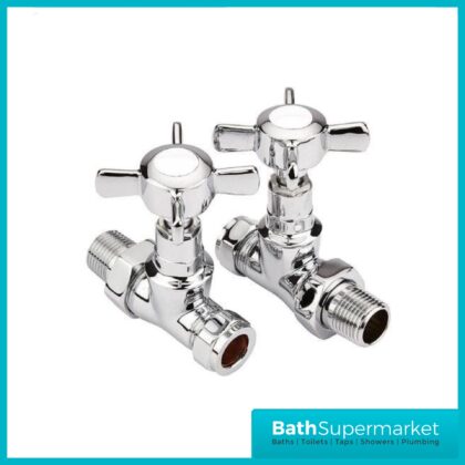 Reina Bronte Traditional Straight Radiator Towel Rail Valves – Chrome