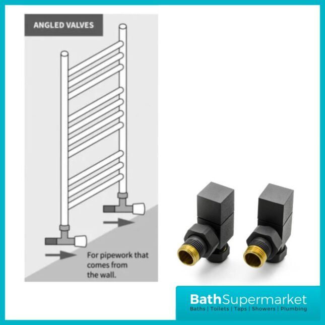 Reina Loge Angled Radiator Valves Pair Anthracite