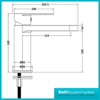 Nuie Halstatt Matt Black Round Mono Basin Mixer Tap With Push Button Waste