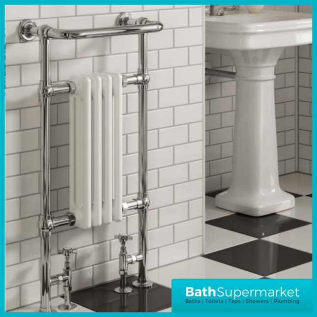 Reina Bronte Traditional Straight Radiator Towel Rail Valves – Chrome