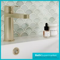 Nuie Halstatt Brushed Brass Round Mono Basin Mixer Tap With Push Button Waste