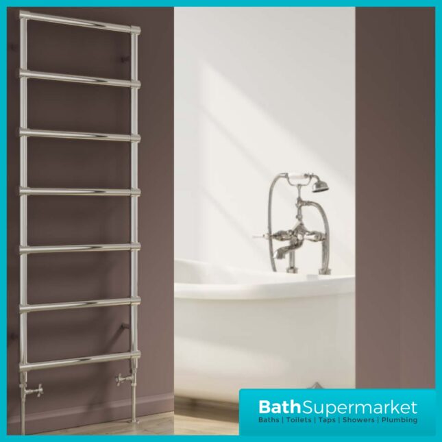 Reina Bronte Traditional Straight Radiator Towel Rail Valves – Chrome