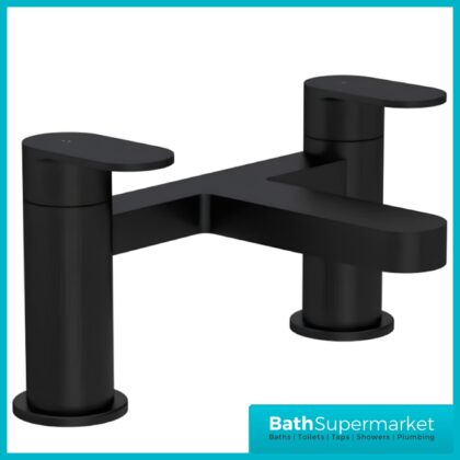Nuie Halstatt Matt Black Round Deck Mounted Bath Filler Tap