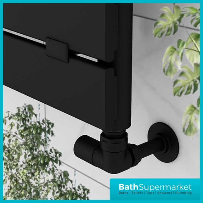 Reina Crova Corner Pair Radiator Towel Rail Valves Pair – Black