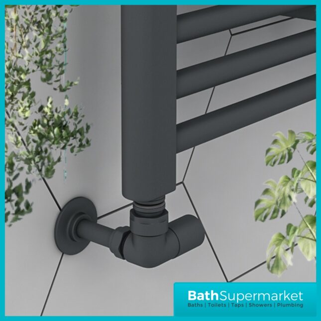 Reina Crova Corner Pair Radiator Towel Rail Valves Pair – Anthracite