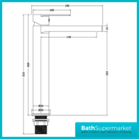 Nuie Canada Matt Black Mono Tall High Rise Basin Mixer Tap