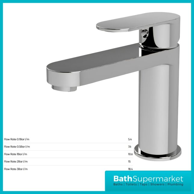 Nuie Halstatt Chrome Mono Basin Mixer Tap With Push Button Waste