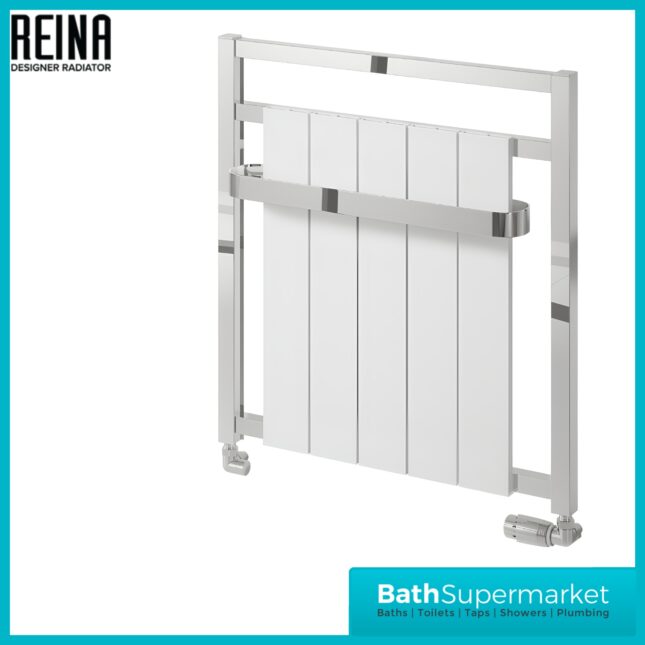 Reina Newbury Aluminium Radiator Towel Rail 705mm H x 675mm W – White/Chrome