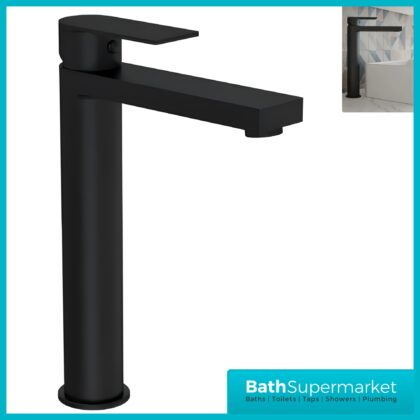 Nuie Canada Matt Black Mono Tall High Rise Basin Mixer Tap