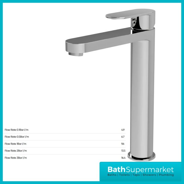 Nuie Halstatt Chrome Mono Tall High Rise Basin Mixer Tap