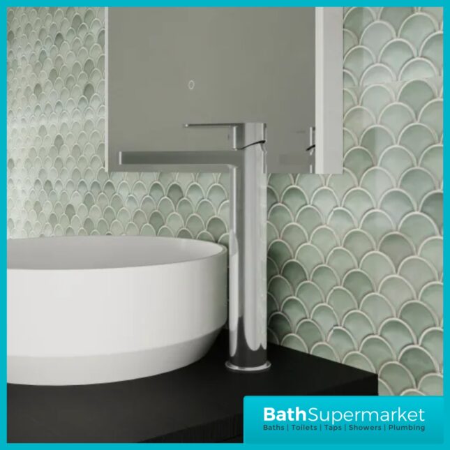 Nuie Halstatt Chrome Mono Tall High Rise Basin Mixer Tap