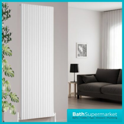 Reina Delia Vertical Aluminium Radiator 1800mm Height x Various Width - White