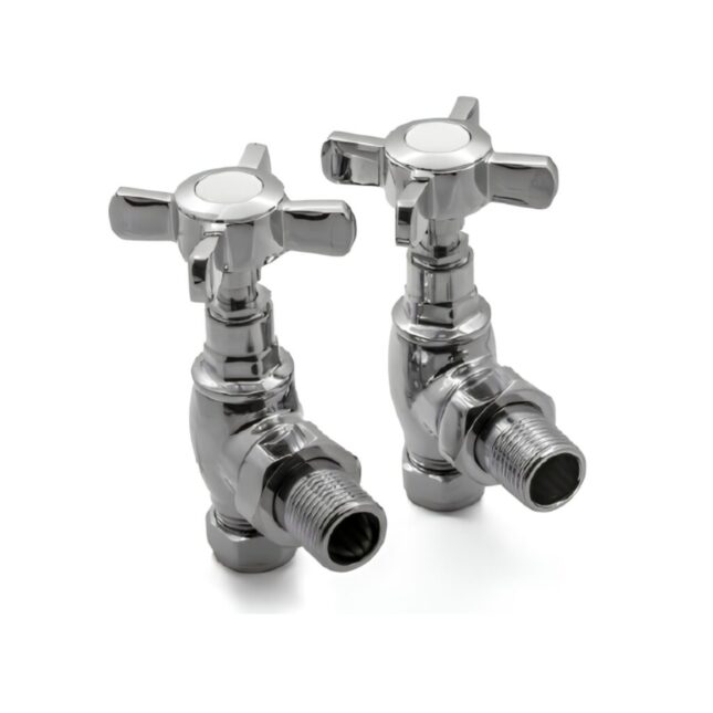 Reina Bronte Traditional Angled Radiator Towel Rail Valves - Chrome