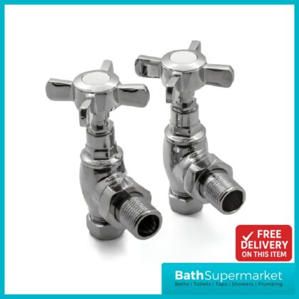 Reina Bronte Traditional Angled Radiator Towel Rail Valves - Chrome