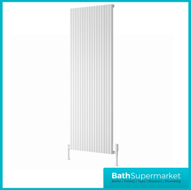 Reina Delia Vertical Aluminium Radiator 1800mm Height x Various Width - White