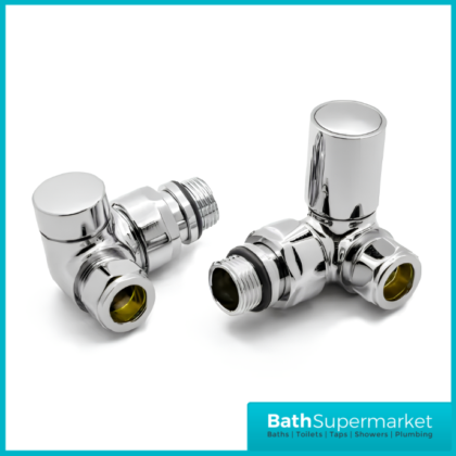 Reina Crova Corner Pair Radiator Towel Rail Valves Pair – Chrome
