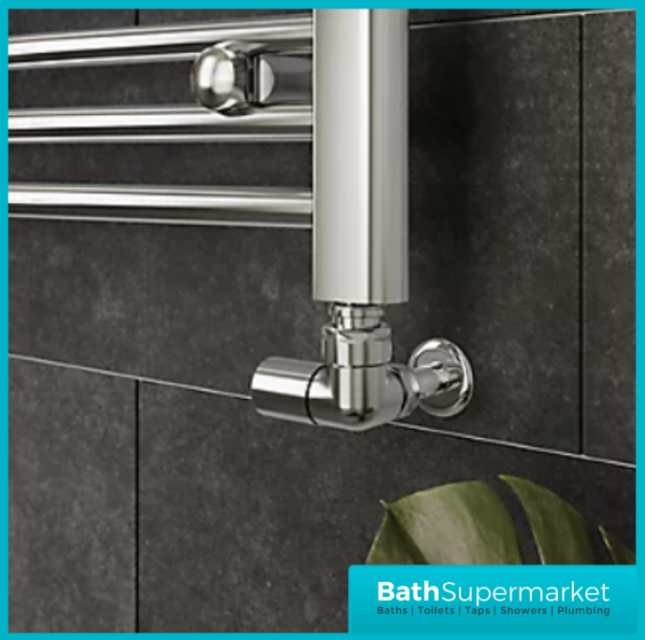 Reina Crova Corner Pair Radiator Towel Rail Valves Pair – Chrome
