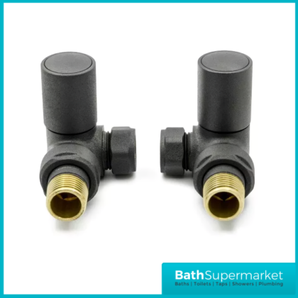 Reina Crova Corner Pair Radiator Towel Rail Valves Pair – Anthracite