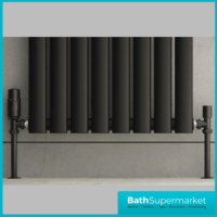 Reina Modal TRV Straight Radiator Valve and LockShield Black
