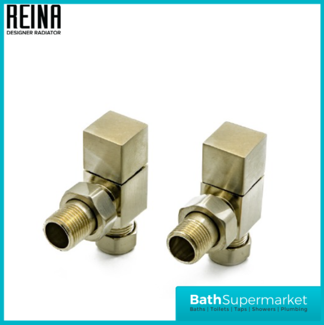 Reina Loge Angled Radiator Valves Pair Brushed