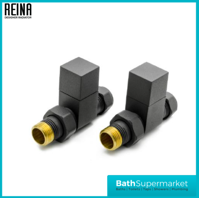 Reina Loge Straight Radiator Valves Pair Anthracite