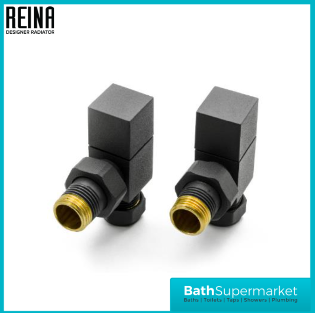 Reina Loge Angled Radiator Valves Pair Anthracite