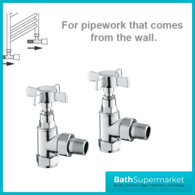 Reina Bronte Traditional Angled Radiator Towel Rail Valves