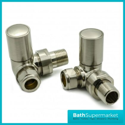 Reina Crova Corner Pair Radiator Towel Rail Valves Pair Brushed