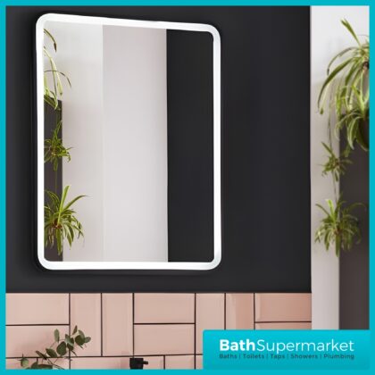 Kartell Nero Square Black LED Touch Sensor Demister Bathroom Mirror 600mm x 800mm
