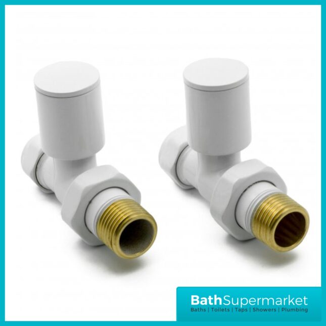 Reina Portland Straight Radiator Valves Pair White