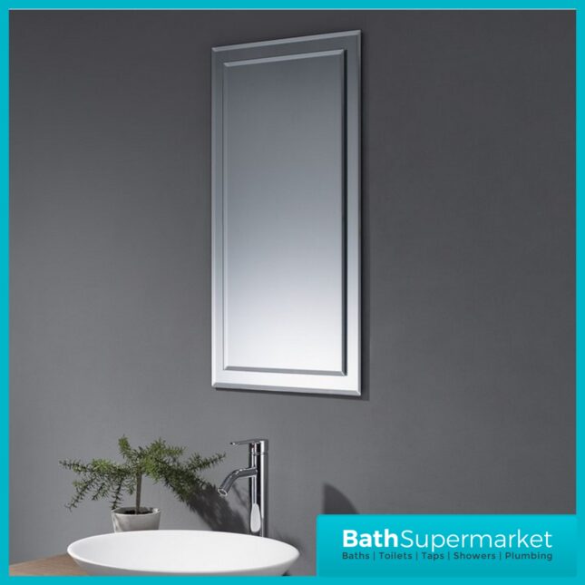 Kartell Bibury Traditional Bevelled Edge Slimline Bathroom Mirror 420mm x 800mm