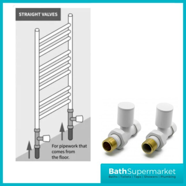 Reina Portland Straight Radiator Valves Pair White