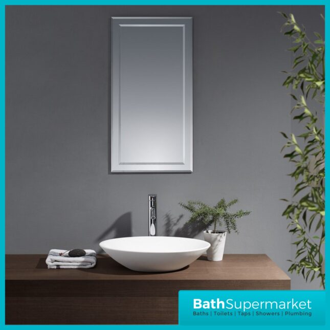 Kartell Bibury Traditional Bevelled Edge Slimline Bathroom Mirror 420mm x 800mm