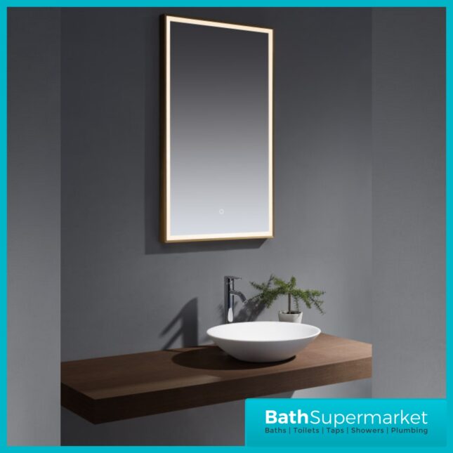 Kartell Winchcombe Brushed Brass Smart Bluetooth LED Demister Mirror 600 x 1000mm
