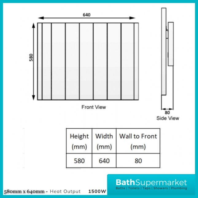 Reina Serre Anthracite Horizontal WiFi Electric Dry Radiator 580mm High–Various Widths
