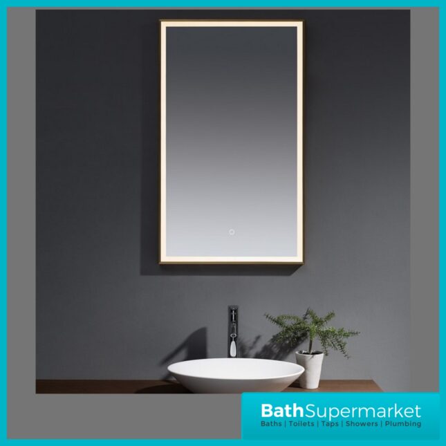 Kartell Winchcombe Brushed Brass Smart Bluetooth LED Demister Mirror 600 x 1000mm