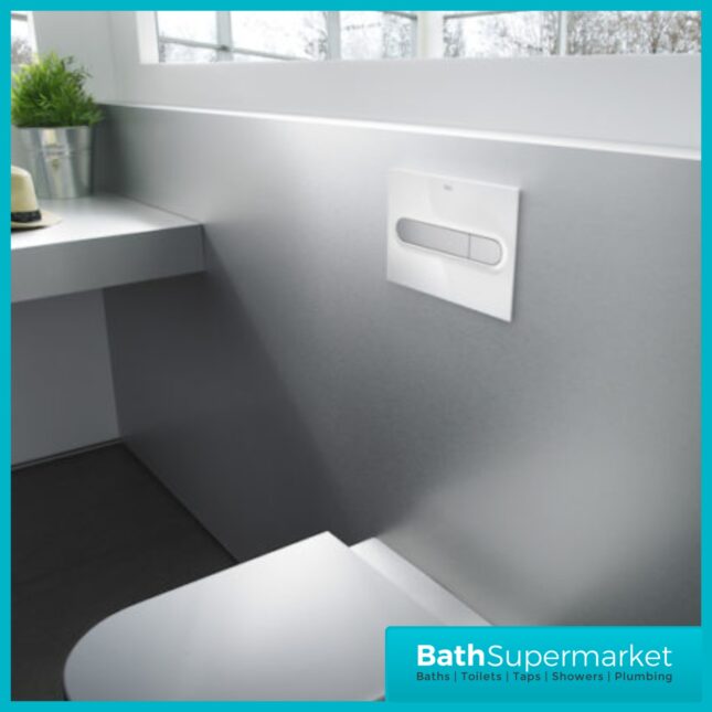 Roca In-Wall White Concealed Cistern Dual Flush Operating Plate