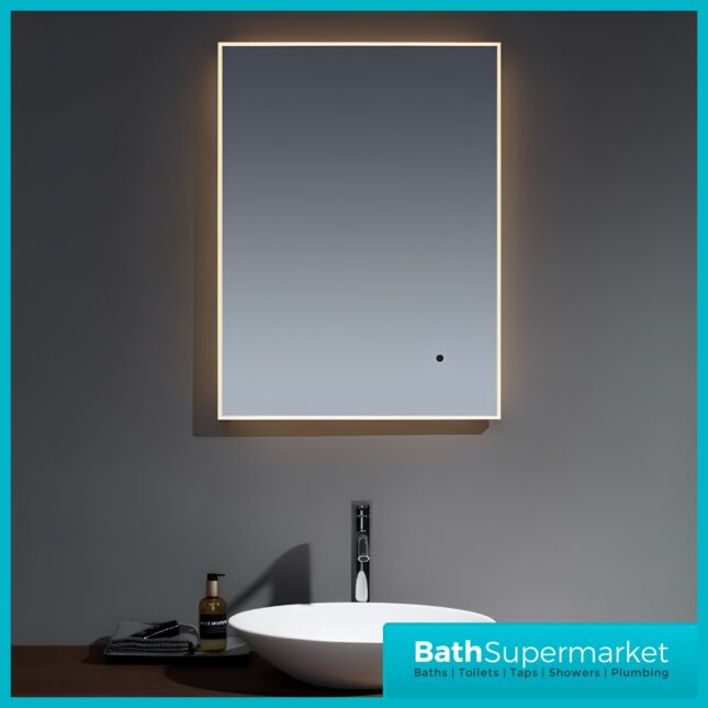 Kartell Kingham Slim Depth Infra Red Demister Bathroom Mirror 600mm x 800mm