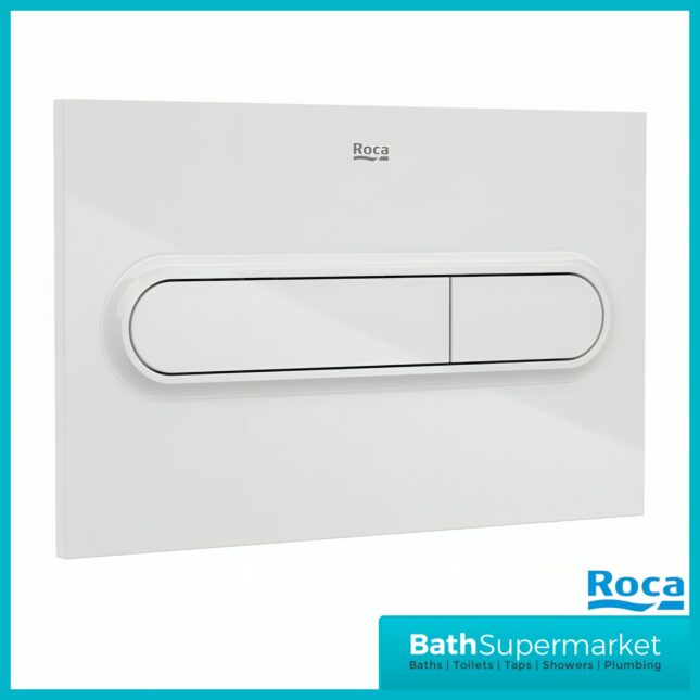 Roca In-Wall White Concealed Cistern Dual Flush Operating Plate