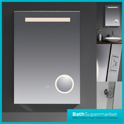 Kartell Sherston Halo Sensor LED Top Strip Demister Portrait Mirror 500mm x 700mm