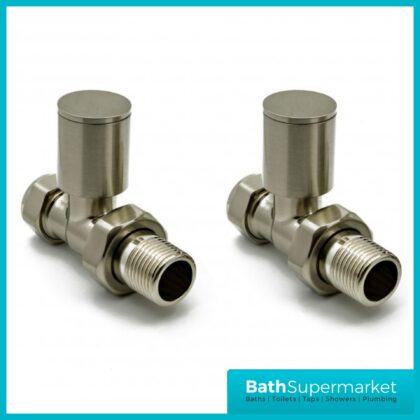 Reina Portland Straight Radiator Valves Pair Brushed