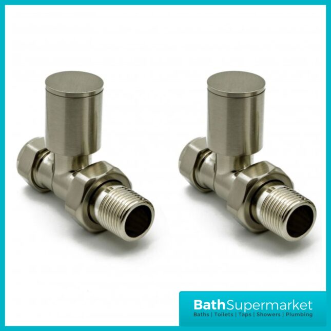 Reina Portland Straight Radiator Valves Pair Brushed