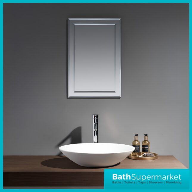 Kartell Bibury Traditional Bevelled Edge Slimline Bathroom Mirror 400mm x 600mm